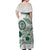Polynesian Manta Ray Off Shoulder Maxi Dress Green Floral Turtle Tattoo - Polynesian Pride