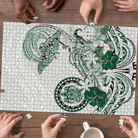 Polynesian Manta Ray Puzzle Green Floral Turtle Tattoo LT9 - Polynesian Pride
