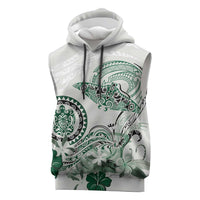 Polynesian Manta Ray Sleeveless Hoodie Green Floral Turtle Tattoo LT9 Green - Polynesian Pride