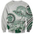 Polynesian Manta Ray Sweatshirt Green Floral Turtle Tattoo - Polynesian Pride