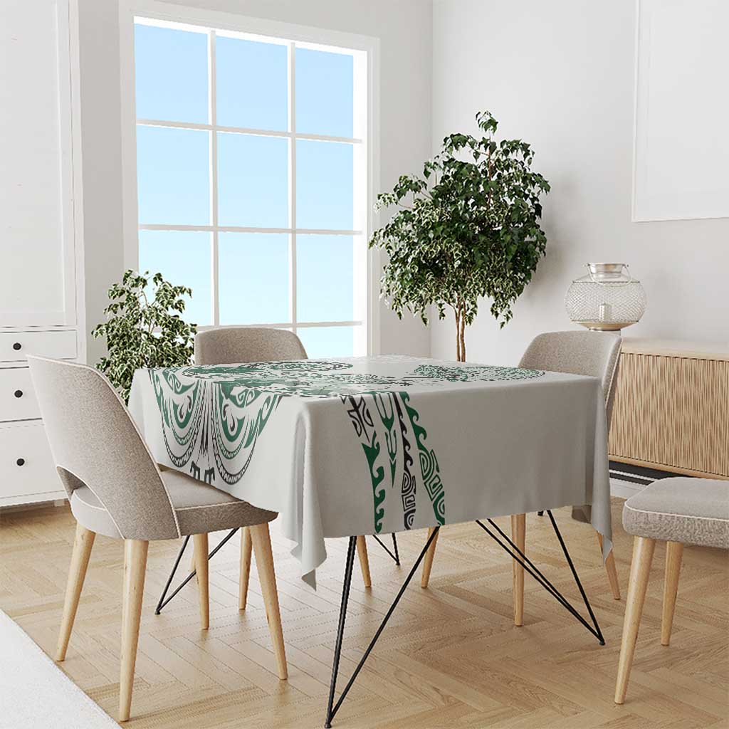 Polynesian Manta Ray Tablecloth Green Floral Turtle Tattoo - Polynesian Pride