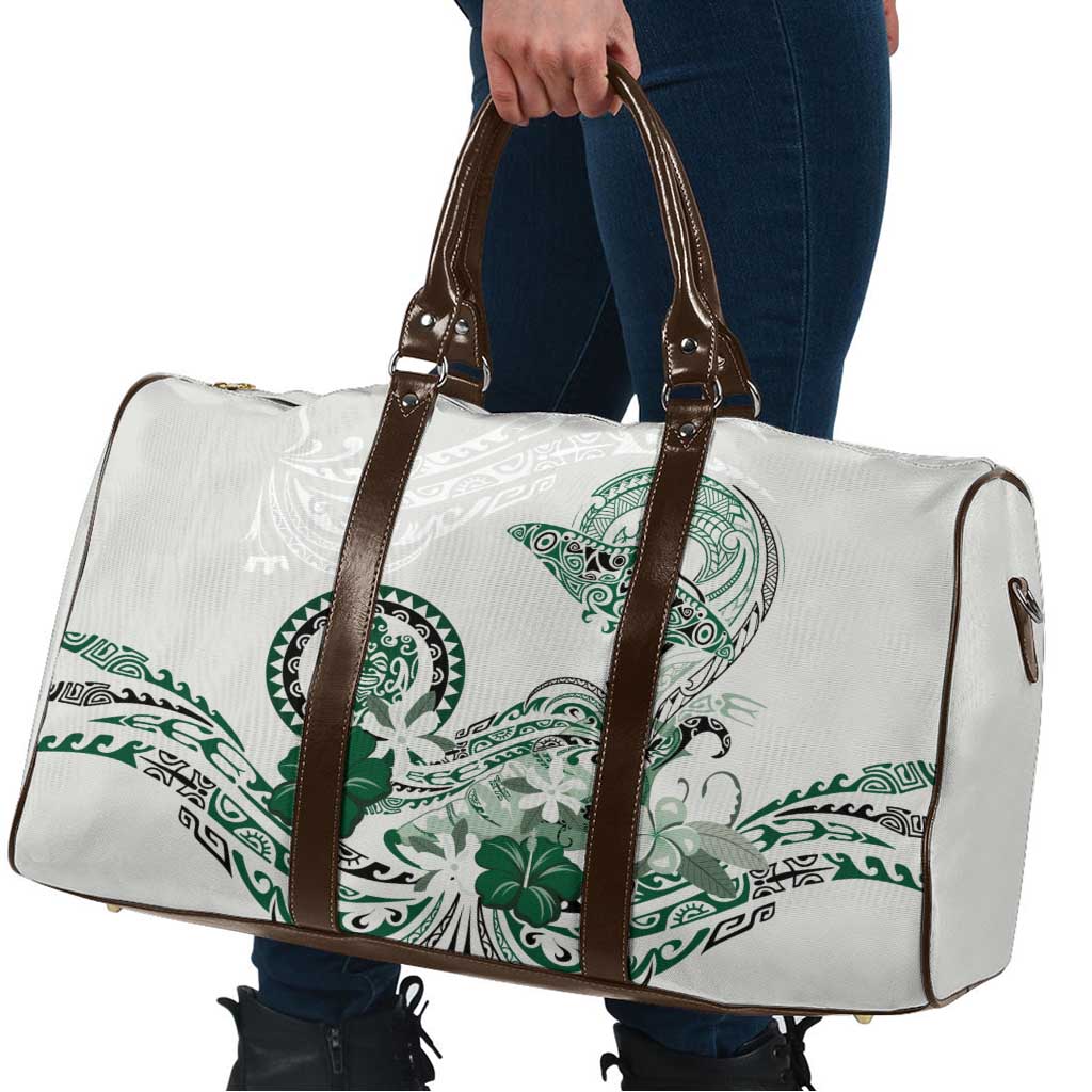 Polynesian Manta Ray Travel Bag Green Floral Turtle Tattoo - Polynesian Pride