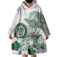 Polynesian Manta Ray Wearable Blanket Hoodie Green Floral Turtle Tattoo LT9 - Polynesian Pride