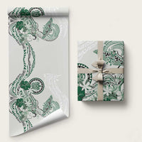 Polynesian Manta Ray Wrapping Paper Green Floral Turtle Tattoo LT9 58" × 23" Green - Polynesian Pride