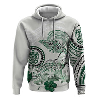Polynesian Manta Ray Zip Hoodie Green Floral Turtle Tattoo - Polynesian Pride
