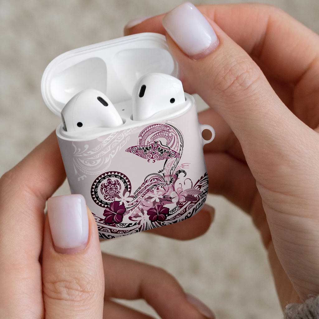 Polynesian Manta Ray AirPods Case Pink Floral Turtle Tattoo LT9 - Polynesian Pride
