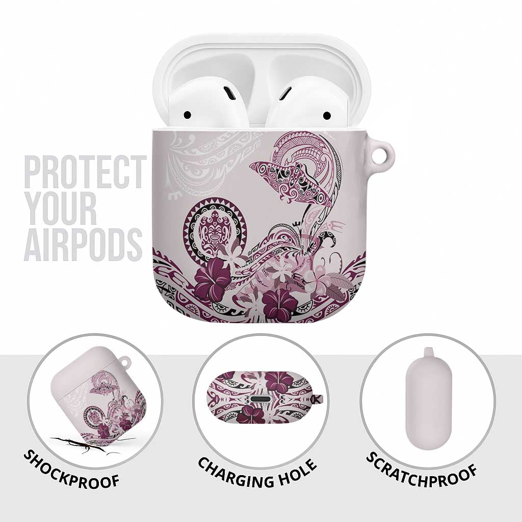 Polynesian Manta Ray AirPods Case Pink Floral Turtle Tattoo LT9 - Polynesian Pride