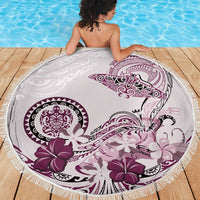 Polynesian Manta Ray Beach Blanket Pink Floral Turtle Tattoo LT9 - Polynesian Pride