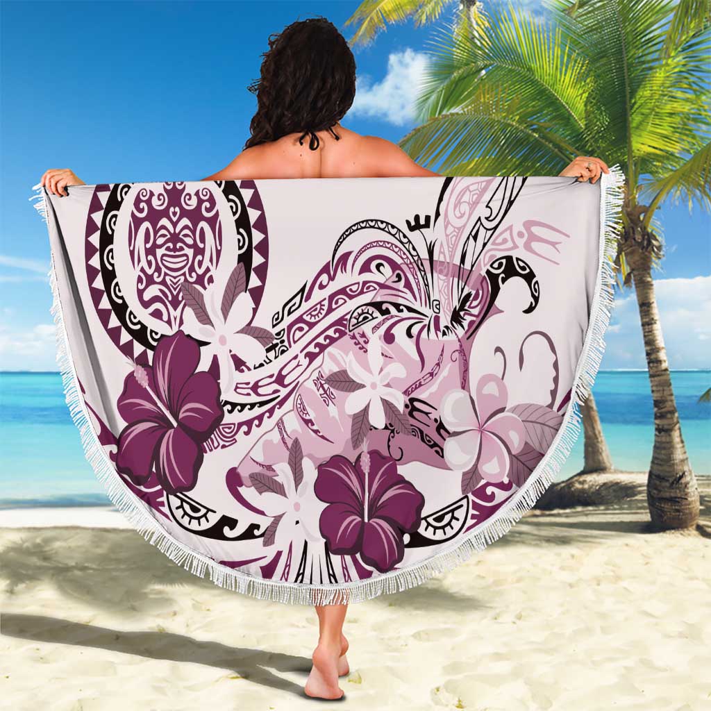Polynesian Manta Ray Beach Blanket Pink Floral Turtle Tattoo LT9 - Polynesian Pride