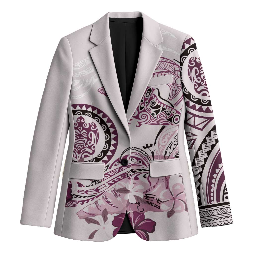 Polynesian Manta Ray Blazer Pink Floral Turtle Tattoo LT9 Unisex Pink - Polynesian Pride