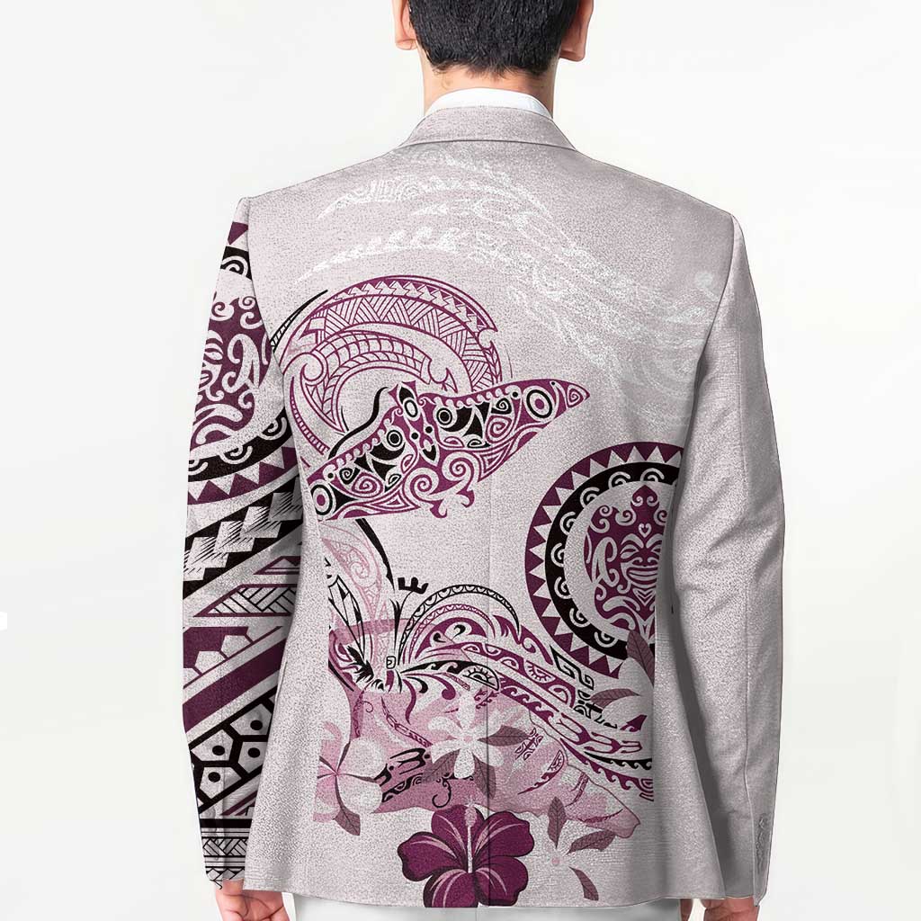 Polynesian Manta Ray Blazer Pink Floral Turtle Tattoo LT9 - Polynesian Pride