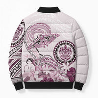 Polynesian Manta Ray Bomber Puffer Jacket Pink Floral Turtle Tattoo LT9 - Polynesian Pride