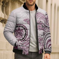 Polynesian Manta Ray Bomber Puffer Jacket Pink Floral Turtle Tattoo LT9 - Polynesian Pride