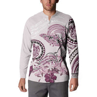 Polynesian Manta Ray Button Sweatshirt Pink Floral Turtle Tattoo LT9 - Polynesian Pride