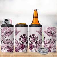 Polynesian Manta Ray 4 in 1 Can Cooler Tumbler Pink Floral Turtle Tattoo LT9 - Polynesian Pride