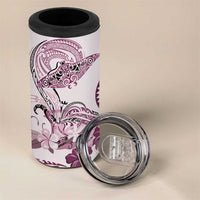 Polynesian Manta Ray 4 in 1 Can Cooler Tumbler Pink Floral Turtle Tattoo LT9 - Polynesian Pride