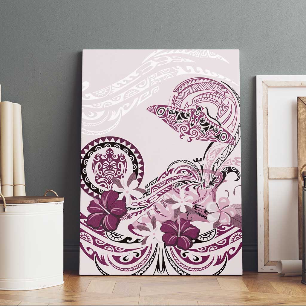Polynesian Manta Ray Canvas Wall Art Pink Floral Turtle Tattoo LT9 - Polynesian Pride