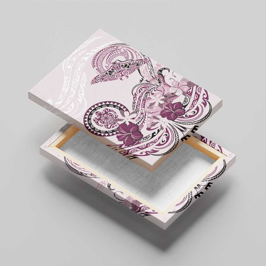 Polynesian Manta Ray Canvas Wall Art Pink Floral Turtle Tattoo LT9 - Polynesian Pride