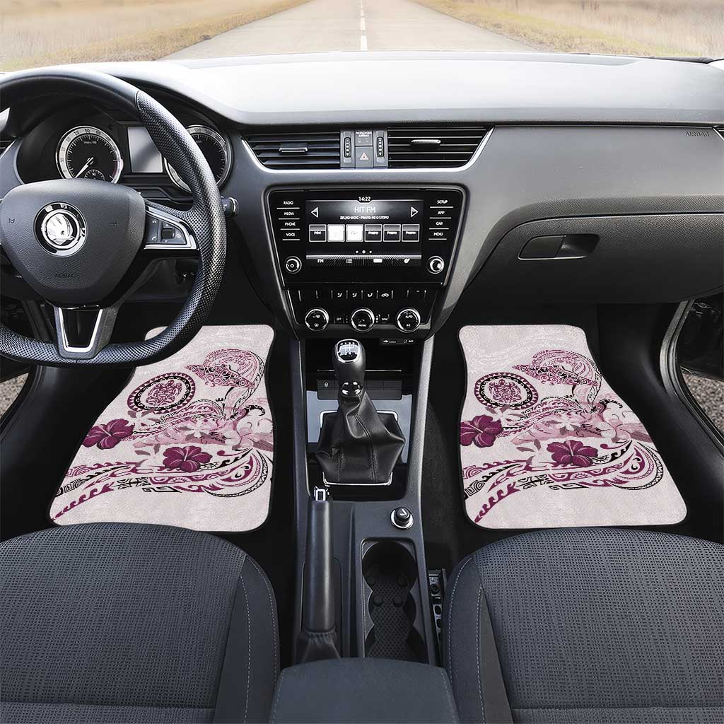 Polynesian Manta Ray Car Mats Pink Floral Turtle Tattoo LT9 Set 2pcs - Front Pink - Polynesian Pride