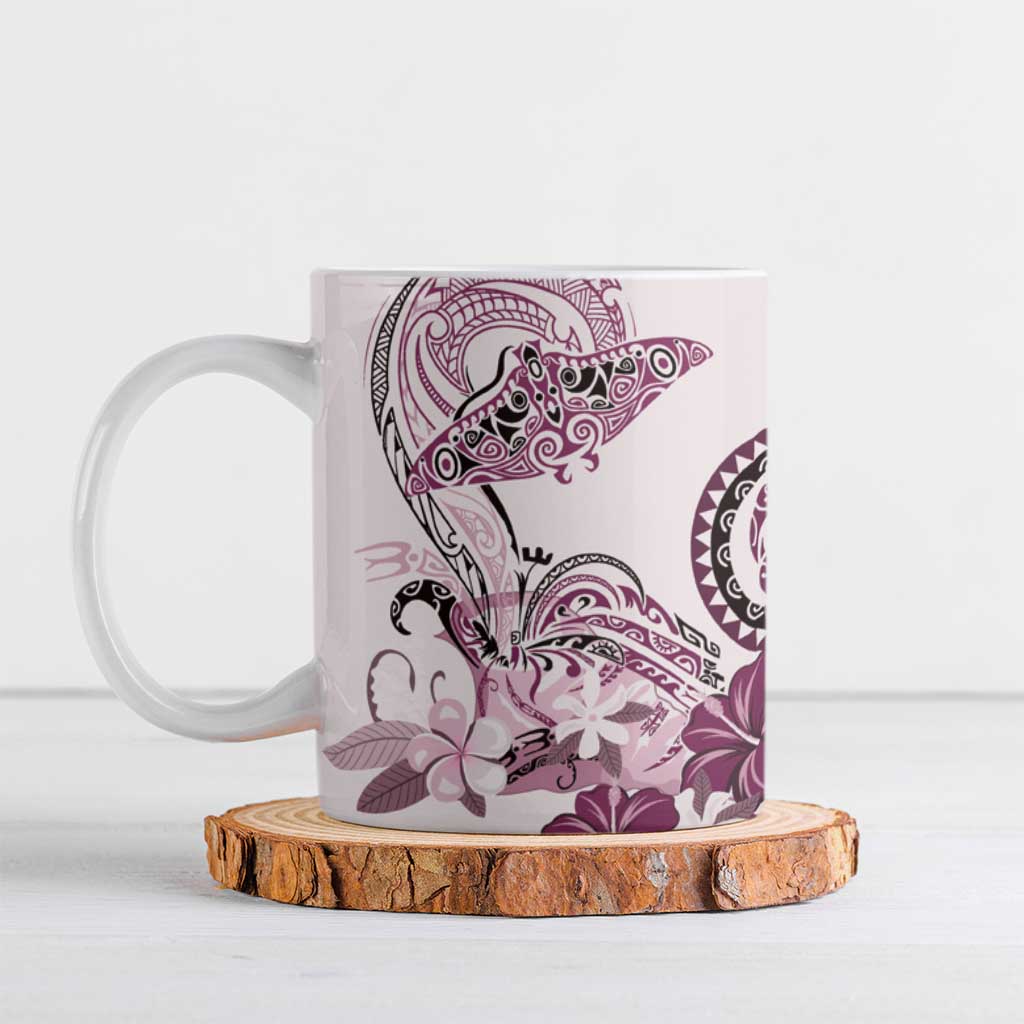 Polynesian Manta Ray Ceramic Mug Pink Floral Turtle Tattoo LT9 Pink - Polynesian Pride