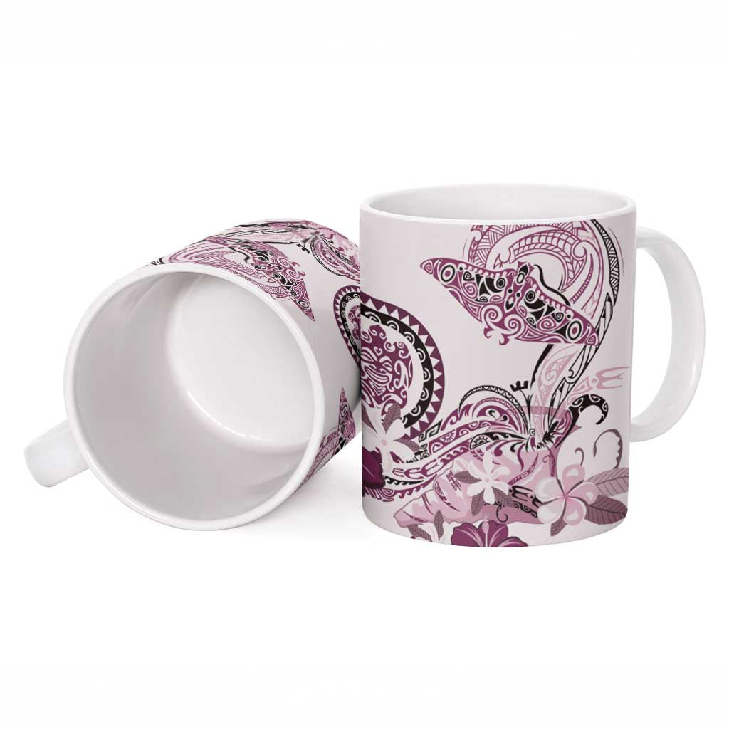 Polynesian Manta Ray Ceramic Mug Pink Floral Turtle Tattoo LT9 - Polynesian Pride