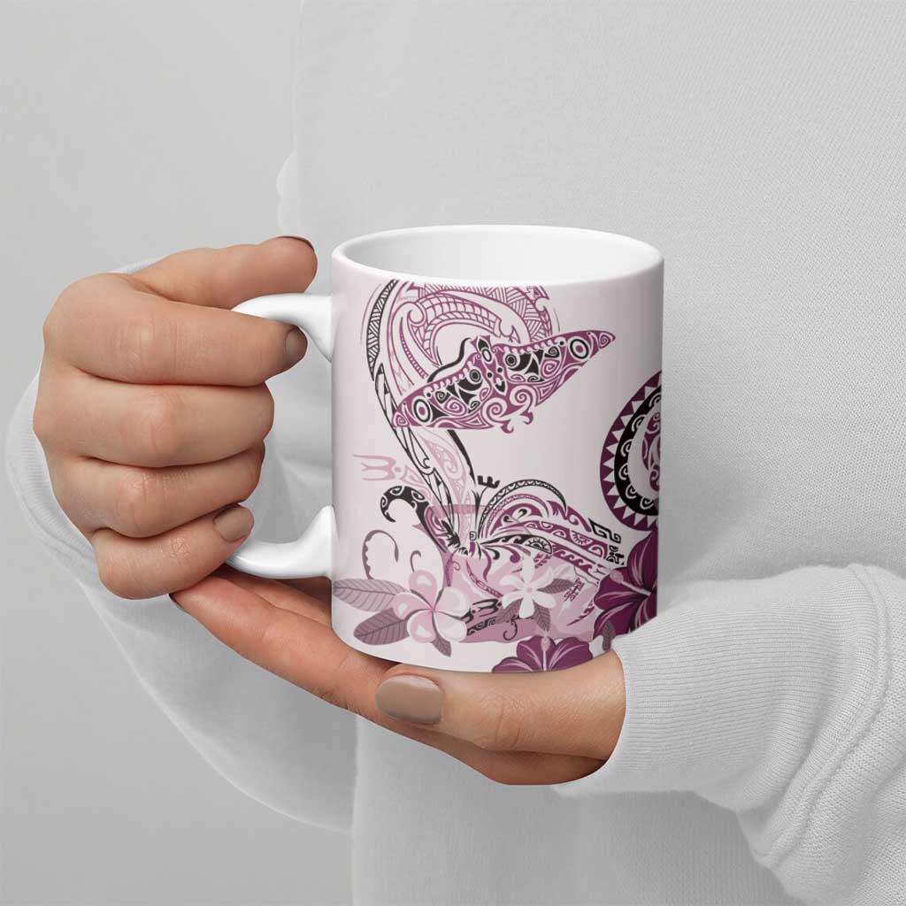 Polynesian Manta Ray Ceramic Mug Pink Floral Turtle Tattoo LT9 - Polynesian Pride