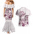 Polynesian Manta Ray Couples Matching Mermaid Dress and Hawaiian Shirt Pink Floral Turtle Tattoo - Polynesian Pride