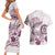 Polynesian Manta Ray Couples Matching Short Sleeve Bodycon Dress and Hawaiian Shirt Pink Floral Turtle Tattoo - Polynesian Pride