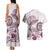 Polynesian Manta Ray Couples Matching Tank Maxi Dress and Hawaiian Shirt Pink Floral Turtle Tattoo - Polynesian Pride
