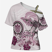 Polynesian Manta Ray Cross Shoulder Shirt Pink Floral Turtle Tattoo LT9 Female Pink - Polynesian Pride