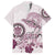 Polynesian Manta Ray Family Matching Off The Shoulder Long Sleeve Dress and Hawaiian Shirt Pink Floral Turtle Tattoo - Polynesian Pride