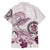 Polynesian Manta Ray Family Matching Off Shoulder Short Dress and Hawaiian Shirt Pink Floral Turtle Tattoo - Polynesian Pride