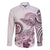 Polynesian Manta Ray Family Matching Off Shoulder Short Dress and Hawaiian Shirt Pink Floral Turtle Tattoo - Polynesian Pride