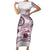 Polynesian Manta Ray Family Matching Short Sleeve Bodycon Dress and Hawaiian Shirt Pink Floral Turtle Tattoo - Polynesian Pride