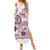 Polynesian Manta Ray Family Matching Summer Maxi Dress and Hawaiian Shirt Pink Floral Turtle Tattoo - Polynesian Pride