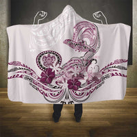 Polynesian Manta Ray Hooded Blanket Pink Floral Turtle Tattoo - Polynesian Pride