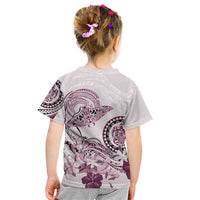 Polynesian Manta Ray Kid T Shirt Pink Floral Turtle Tattoo - Polynesian Pride
