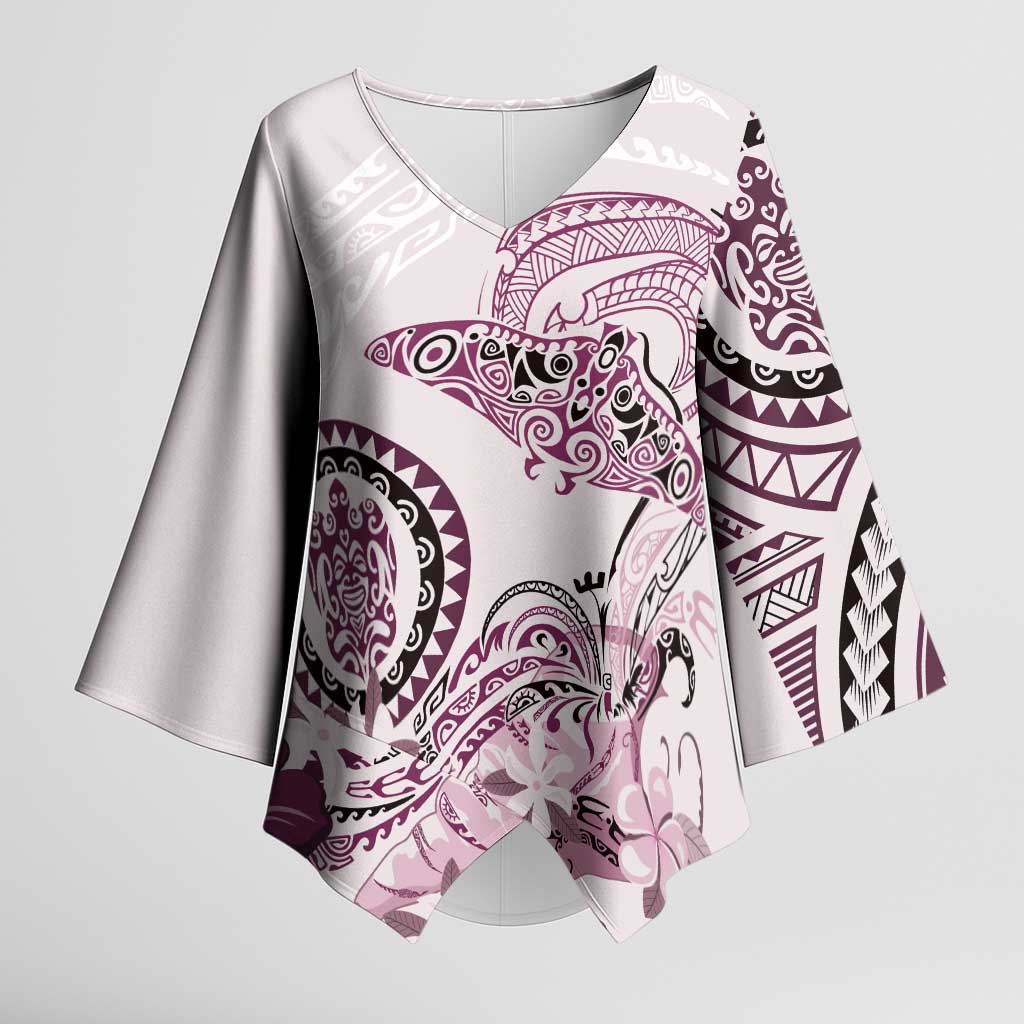 Polynesian Manta Ray Kimono Sleeve Blouse Pink Floral Turtle Tattoo LT9 Female Pink - Polynesian Pride