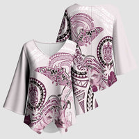 Polynesian Manta Ray Kimono Sleeve Blouse Pink Floral Turtle Tattoo LT9 - Polynesian Pride