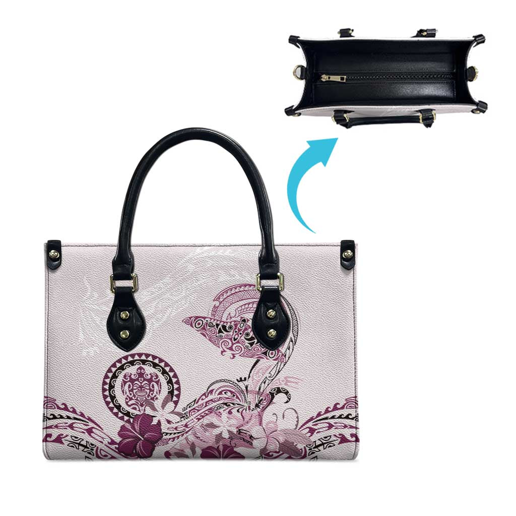 Polynesian Manta Ray Leather Bag Pink Floral Turtle Tattoo - Polynesian Pride