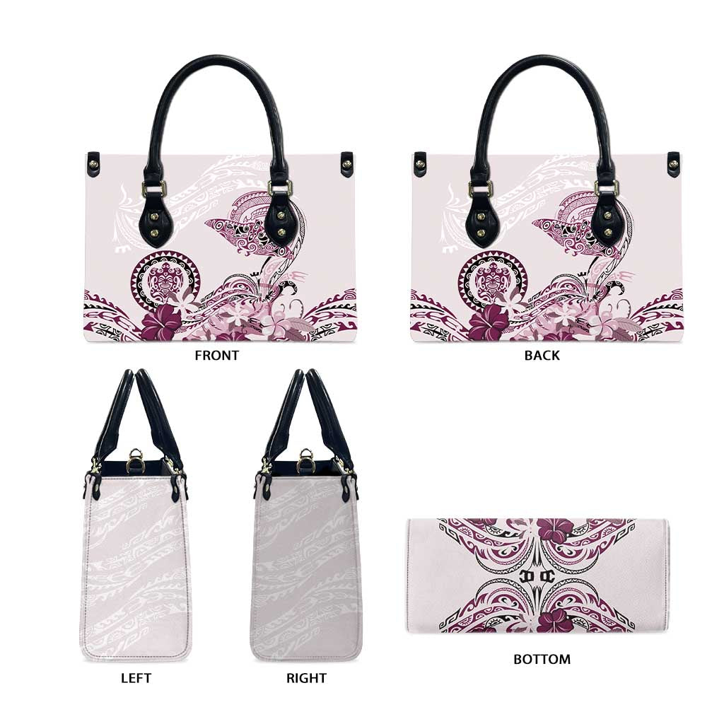 Polynesian Manta Ray Leather Bag Pink Floral Turtle Tattoo - Polynesian Pride