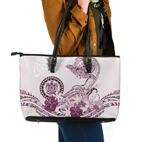 Polynesian Manta Ray Leather Tote Bag Pink Floral Turtle Tattoo - Polynesian Pride