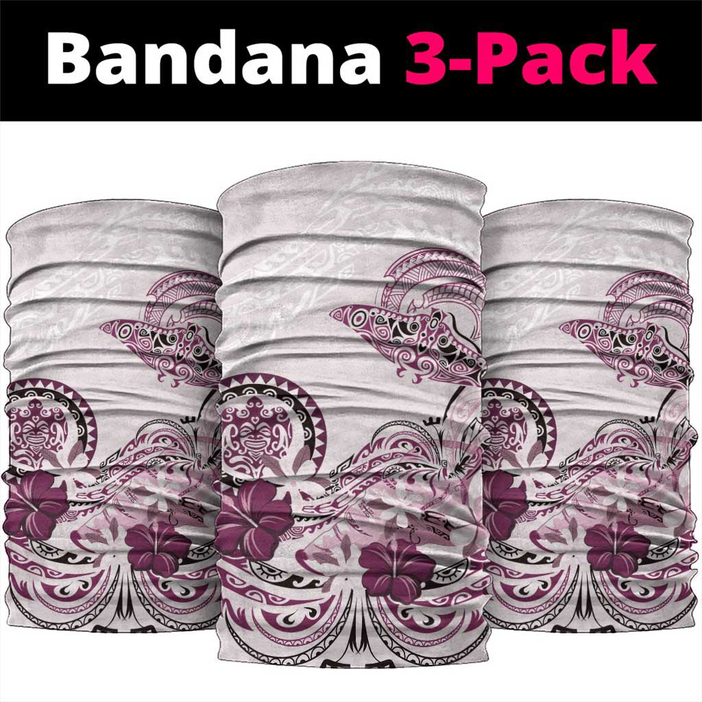 Polynesian Manta Ray Neck Gaiter Pink Floral Turtle Tattoo - Polynesian Pride