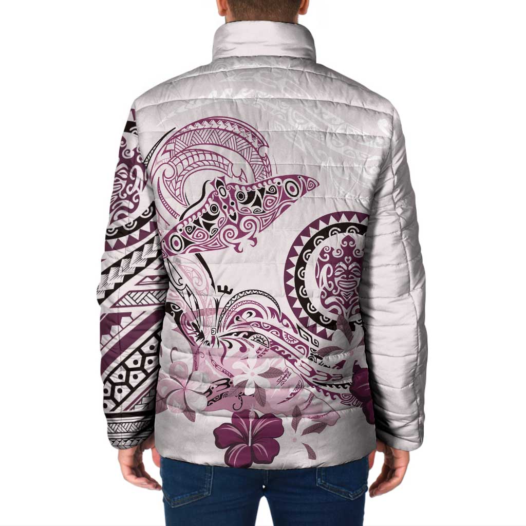 Polynesian Manta Ray Padded Jacket Pink Floral Turtle Tattoo LT9 - Polynesian Pride