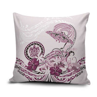 Polynesian Manta Ray Pillow Cover Pink Floral Turtle Tattoo - Polynesian Pride
