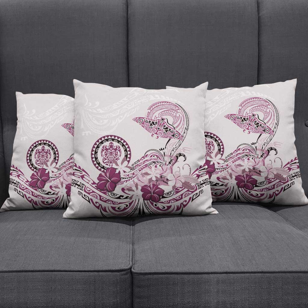Polynesian Manta Ray Pillow Cover Pink Floral Turtle Tattoo - Polynesian Pride