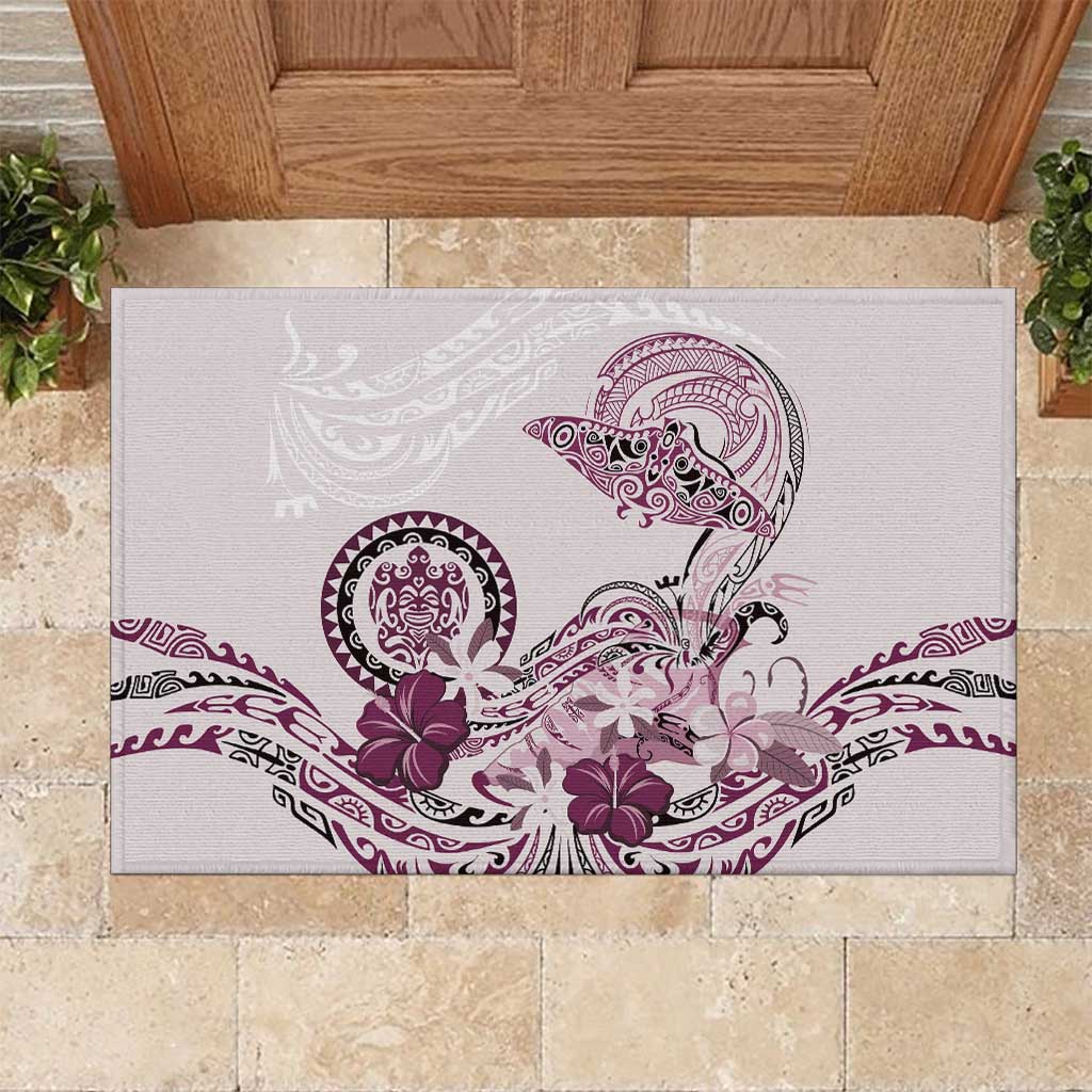 Polynesian Manta Ray Rubber Doormat Pink Floral Turtle Tattoo LT9 Pink - Polynesian Pride