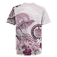 Polynesian Manta Ray Rugby Jersey Pink Floral Turtle Tattoo LT9 - Polynesian Pride