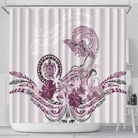 Polynesian Manta Ray Shower Curtain Pink Floral Turtle Tattoo - Polynesian Pride