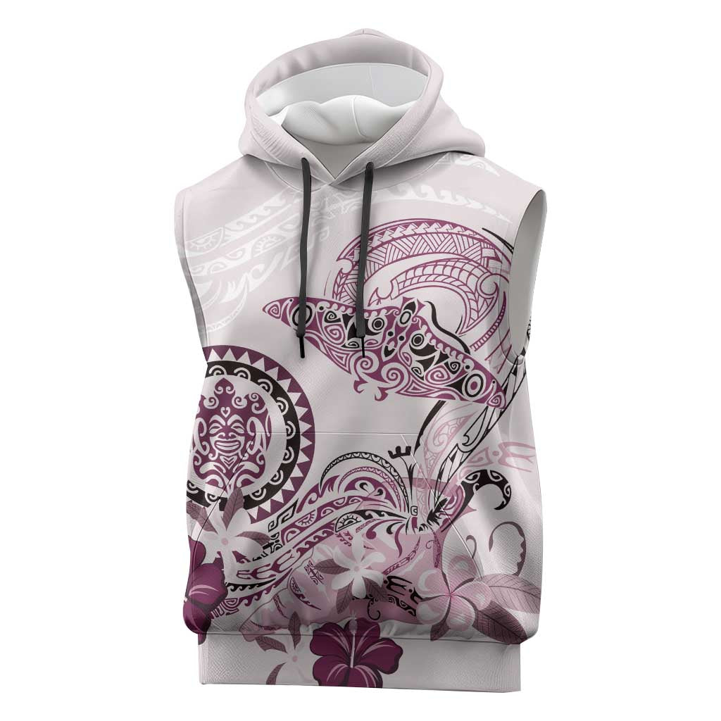 Polynesian Manta Ray Sleeveless Hoodie Pink Floral Turtle Tattoo LT9 Pink - Polynesian Pride